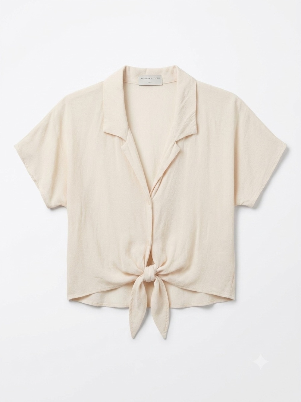 Modern Citizen Cream Tie-Front Short Sleeve Blouse